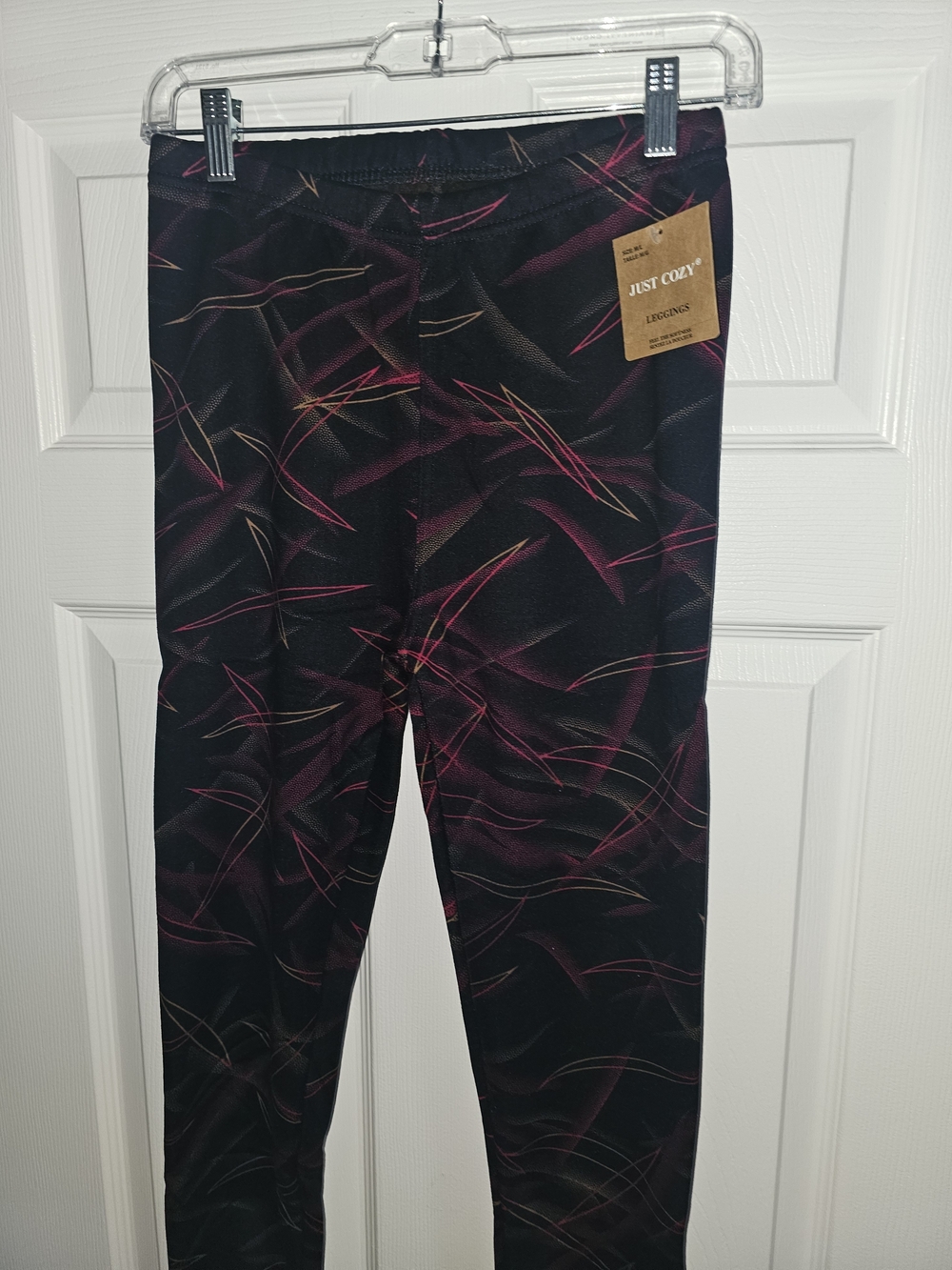 Just Cozy Black Leggings with Pink Accent Pattern